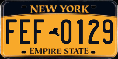 NY license plate FEF0129
