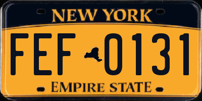 NY license plate FEF0131