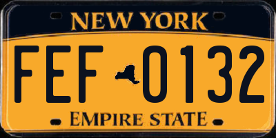 NY license plate FEF0132