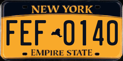 NY license plate FEF0140
