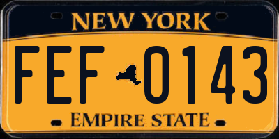 NY license plate FEF0143