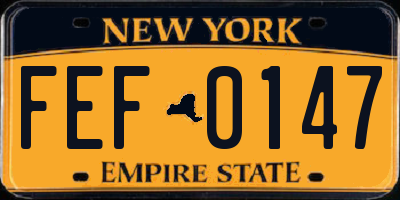 NY license plate FEF0147