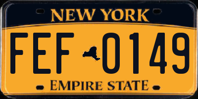 NY license plate FEF0149