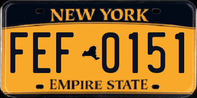 NY license plate FEF0151