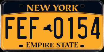 NY license plate FEF0154