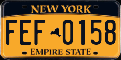 NY license plate FEF0158