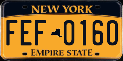 NY license plate FEF0160
