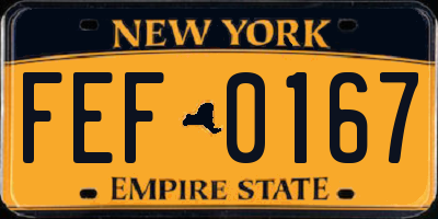 NY license plate FEF0167