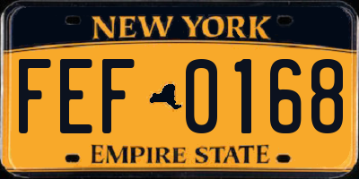 NY license plate FEF0168