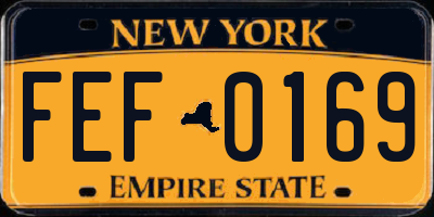 NY license plate FEF0169