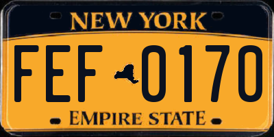 NY license plate FEF0170