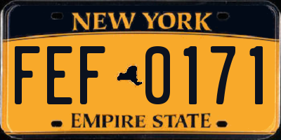 NY license plate FEF0171