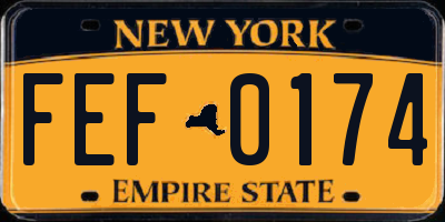 NY license plate FEF0174