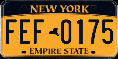 NY license plate FEF0175