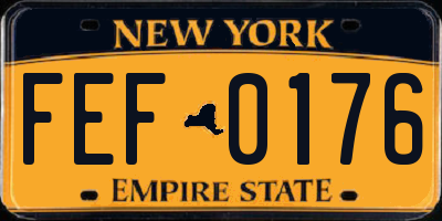 NY license plate FEF0176