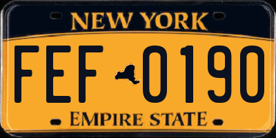 NY license plate FEF0190
