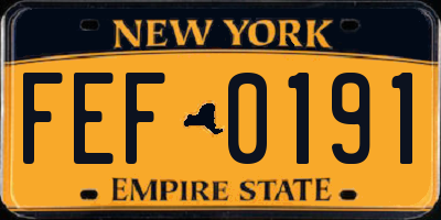 NY license plate FEF0191