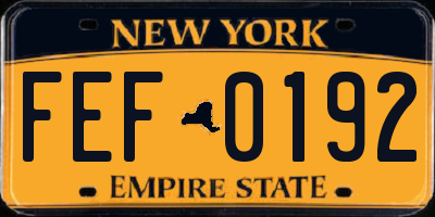 NY license plate FEF0192