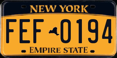 NY license plate FEF0194