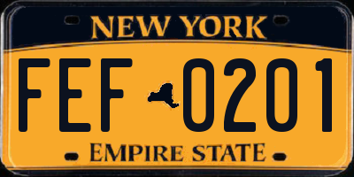 NY license plate FEF0201