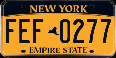 NY license plate FEF0277
