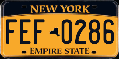 NY license plate FEF0286