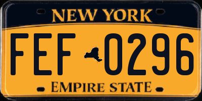 NY license plate FEF0296