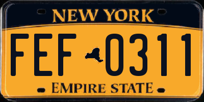 NY license plate FEF0311