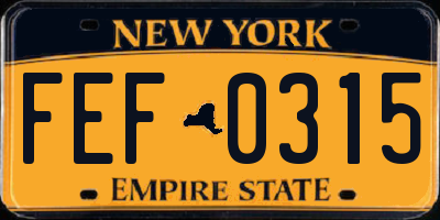 NY license plate FEF0315