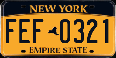 NY license plate FEF0321