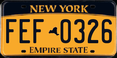 NY license plate FEF0326
