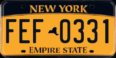 NY license plate FEF0331