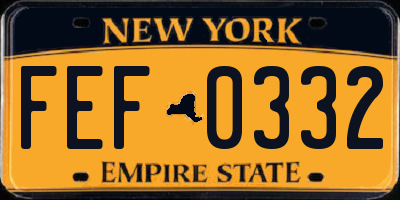 NY license plate FEF0332