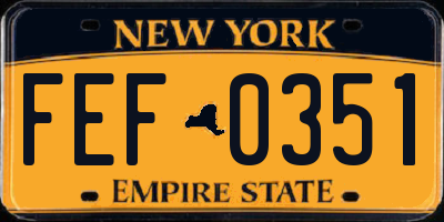 NY license plate FEF0351