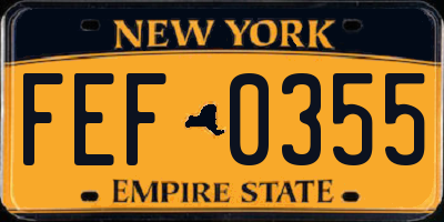 NY license plate FEF0355