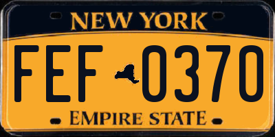 NY license plate FEF0370