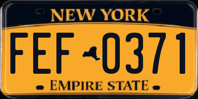 NY license plate FEF0371