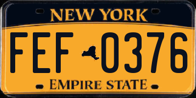 NY license plate FEF0376