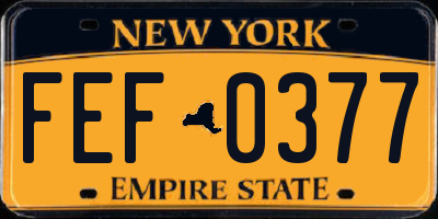 NY license plate FEF0377