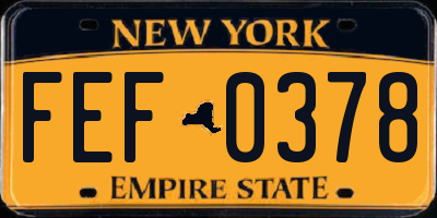 NY license plate FEF0378