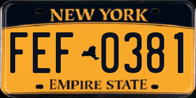 NY license plate FEF0381