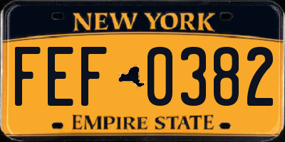 NY license plate FEF0382