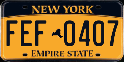 NY license plate FEF0407