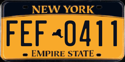 NY license plate FEF0411