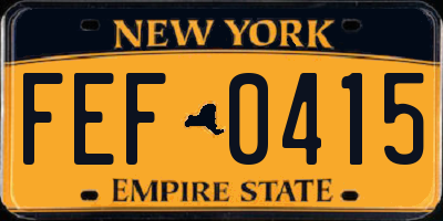 NY license plate FEF0415