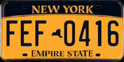 NY license plate FEF0416