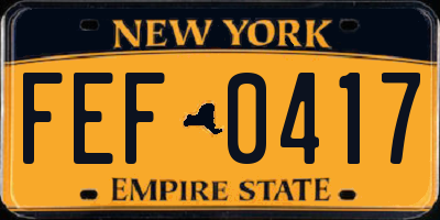 NY license plate FEF0417