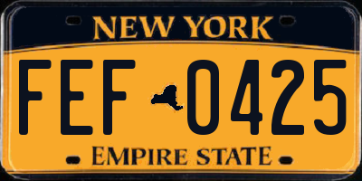 NY license plate FEF0425