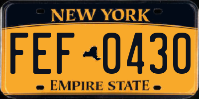 NY license plate FEF0430