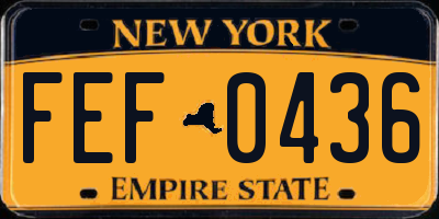 NY license plate FEF0436